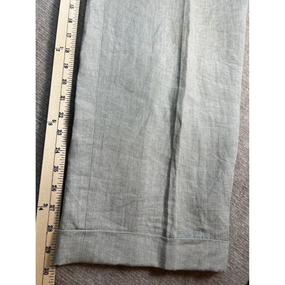 Brooks Brothers Mens 40R Tan Beige 100% Linen Pleated Cuffed Dress Pants